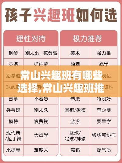 常山兴趣班有哪些选择,常山兴趣班推荐列表