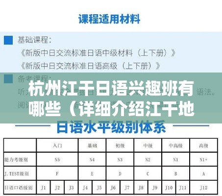 杭州江干日语兴趣班有哪些（详细介绍江干地区日语学习机构）