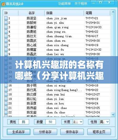 计算机兴趣班的名称有哪些（分享计算机兴趣班的各种取名灵感）