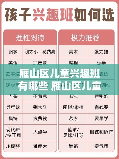 雁山区儿童兴趣班有哪些 雁山区儿童兴趣班有哪些学校