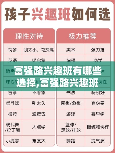 富强路兴趣班有哪些选择,富强路兴趣班推荐列表