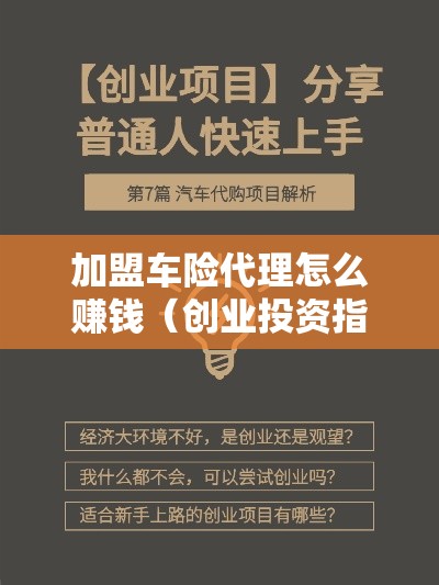 加盟车险代理怎么赚钱（创业投资指南）