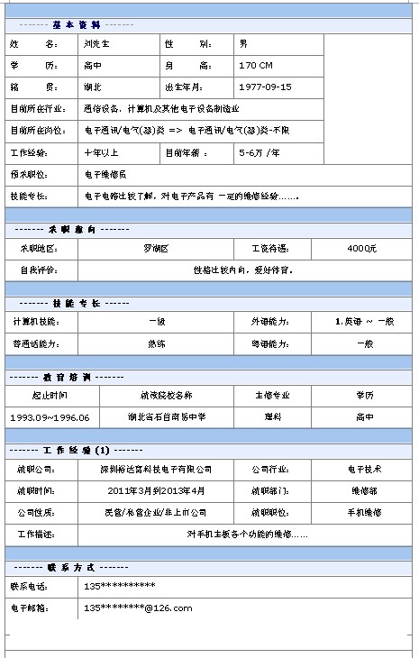 维修工程师简历 维修工程师简历自我评价工作