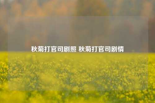 秋菊打官司剧照 秋菊打官司剧情