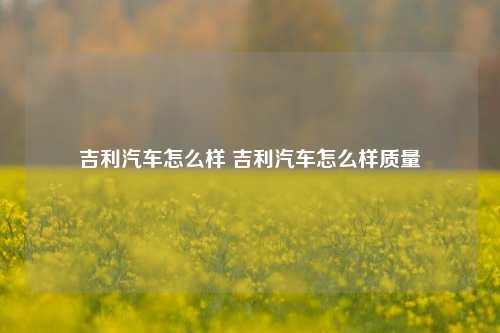 吉利汽车怎么样 吉利汽车怎么样质量