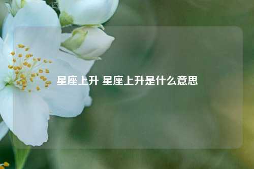 星座上升 星座上升是什么意思